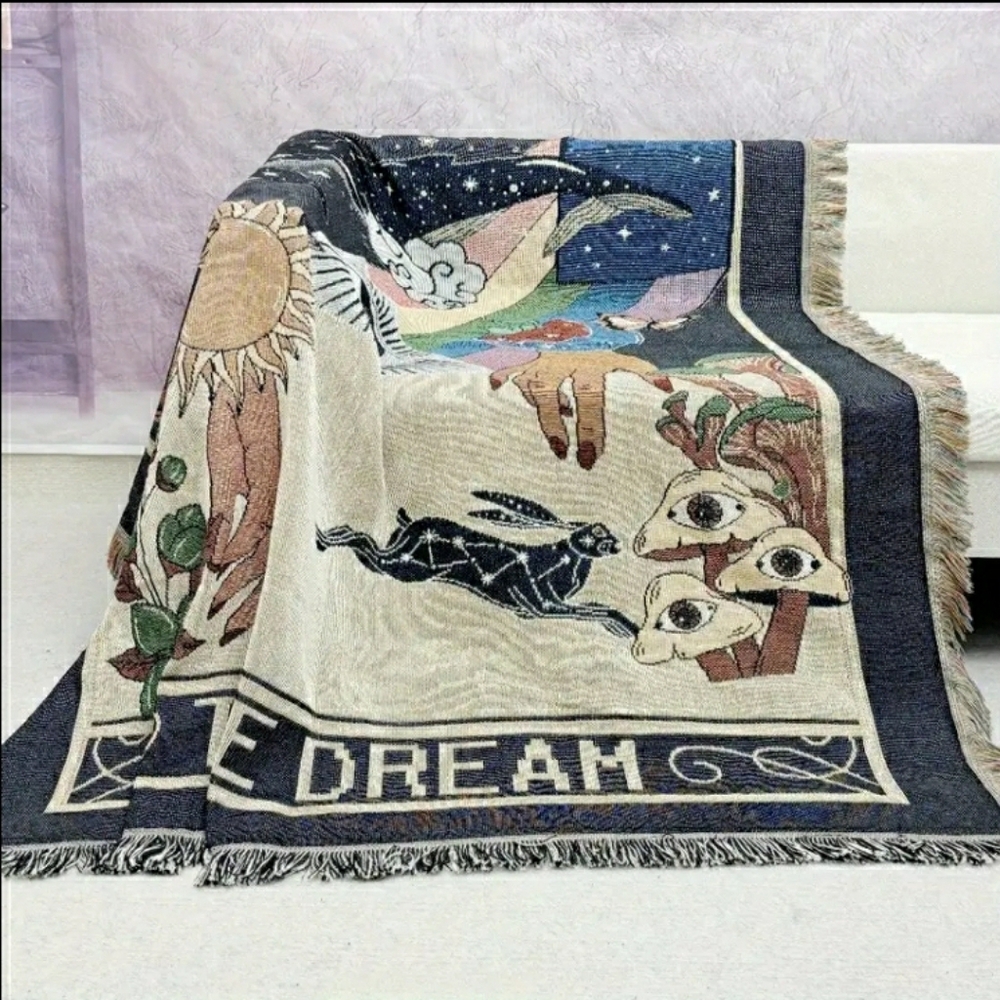 Whimsical 'DREAM' Throw Blanket / Tapestry NWT! - Picture 9 of 13